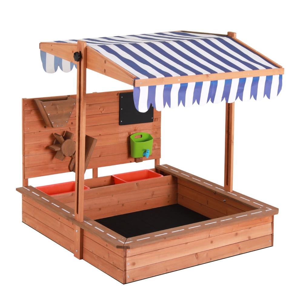SAND-CANOPY-FUNNEL-110-191752-00 Keezi Kids Sandpit Wooden Canopy Sandbox With Cover Funnel Outdoor Toys 110cm - Image 1