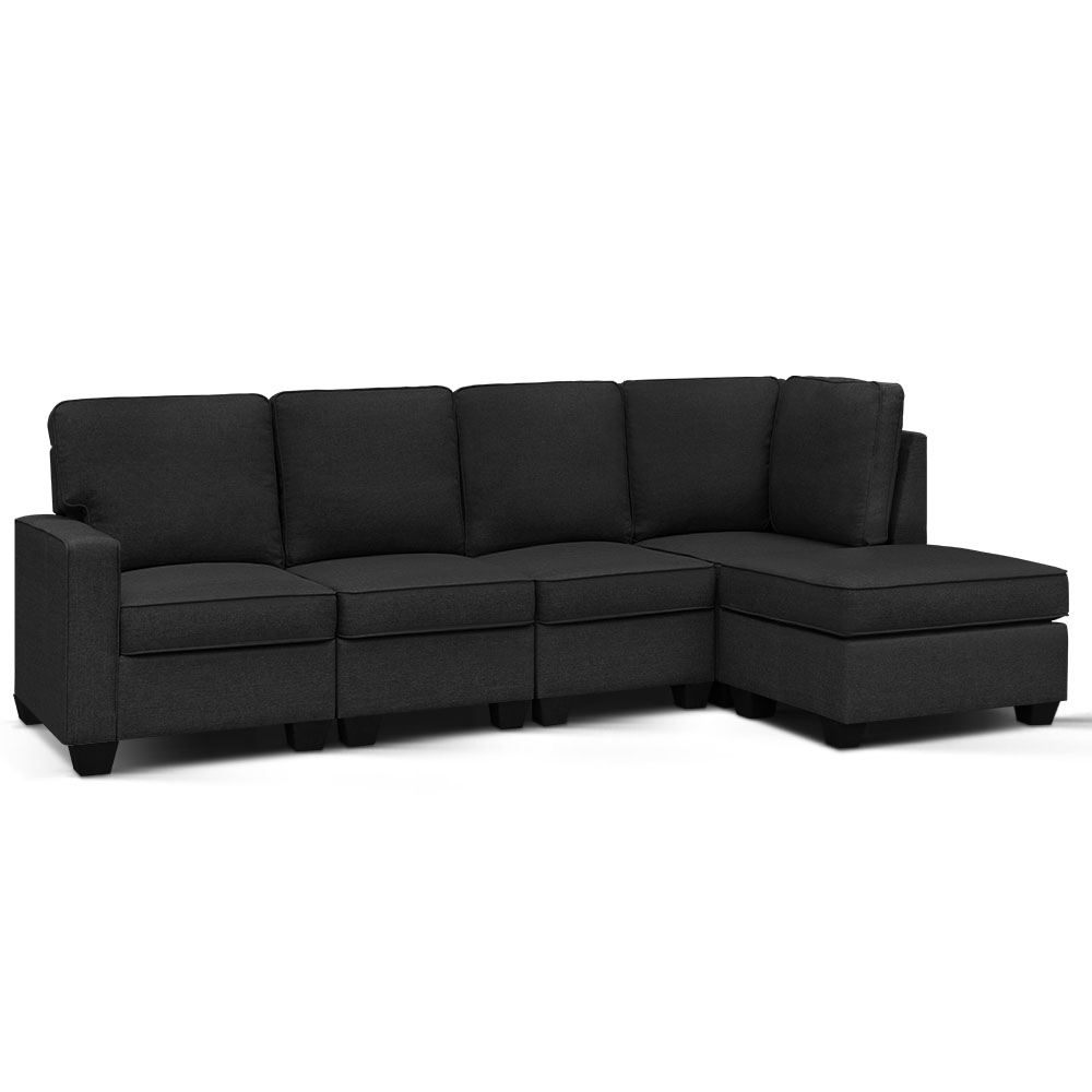 SBED-C-EP05-DA-GY-ABCDE-00 Artiss Modular Sofa Chaise Set 5-seater Dark Grey - Image 1