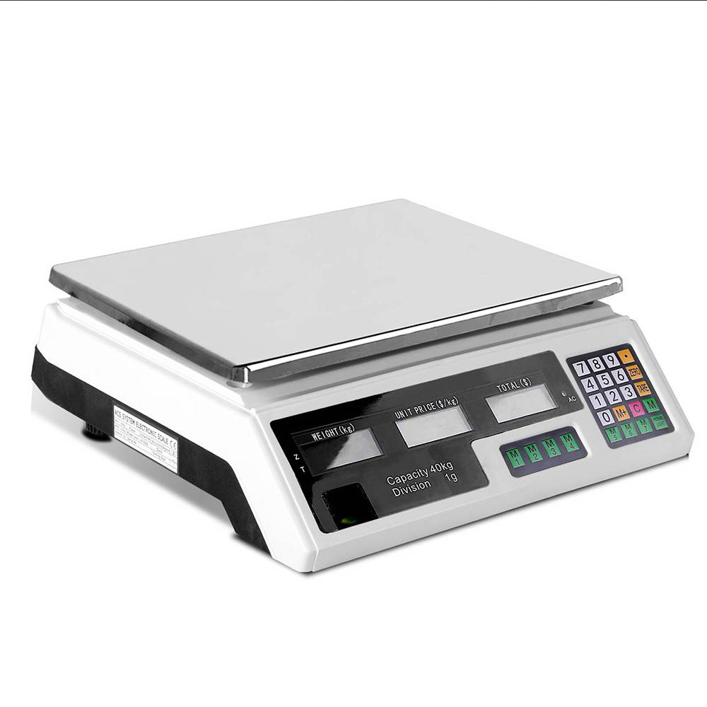 SCALE-SHOP-B-40KG-WH-18605-00 Emajin Scales Digital Kitchen 40KG Weighing Scales Platform Scales White LCD - Image 1