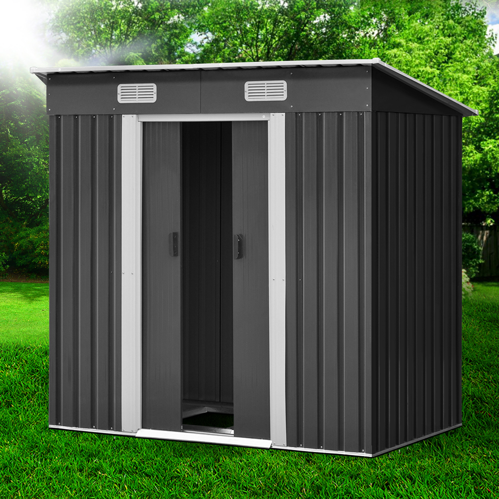 SHED-FLAT-4X6-BASE-ABC-202502281812-00 Giantz Garden Shed 1.94x1.21M w/Metal Base Sheds Outdoor Storage Tool Steel House Sliding Door - Image 1