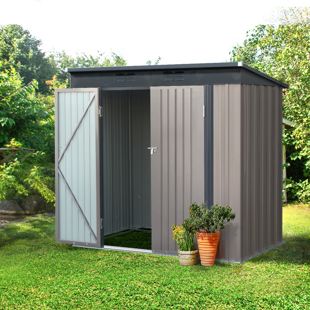 SHED-FLAT-4X6-BR-ABC-202502281814-00 Giantz Garden Shed 1.95x1.31M Sheds Outdoor Storage Steel Workshop House Tool Double Door - Image 1