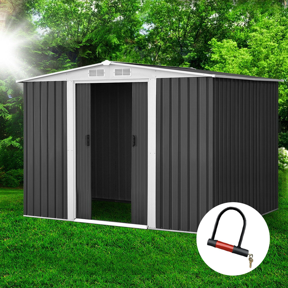 SHED-GAB-6X8-ABCD-202502281816-00 Giantz Garden Shed 2.58x2.07M Sheds Outdoor Storage Workshop Metal Shelter Sliding Door - Image 1