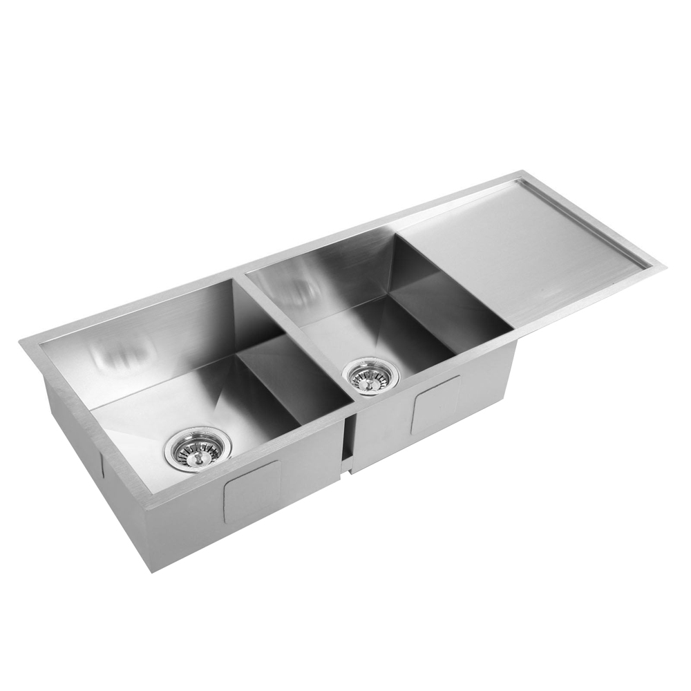 SINK-11145-R010-202502281104-07 Cefito Kitchen Sink 111X45CM Stainless Steel Basin Double Bowl Silver - Image 1