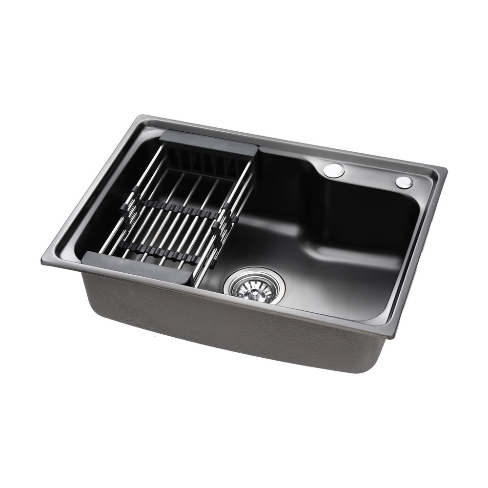 SINK-R10-6143T-BK-202503041150-00 Cefito Kitchen Sink 61X43CM Stainless Steel Basin Single Bowl Black Drain Basket - Image 1