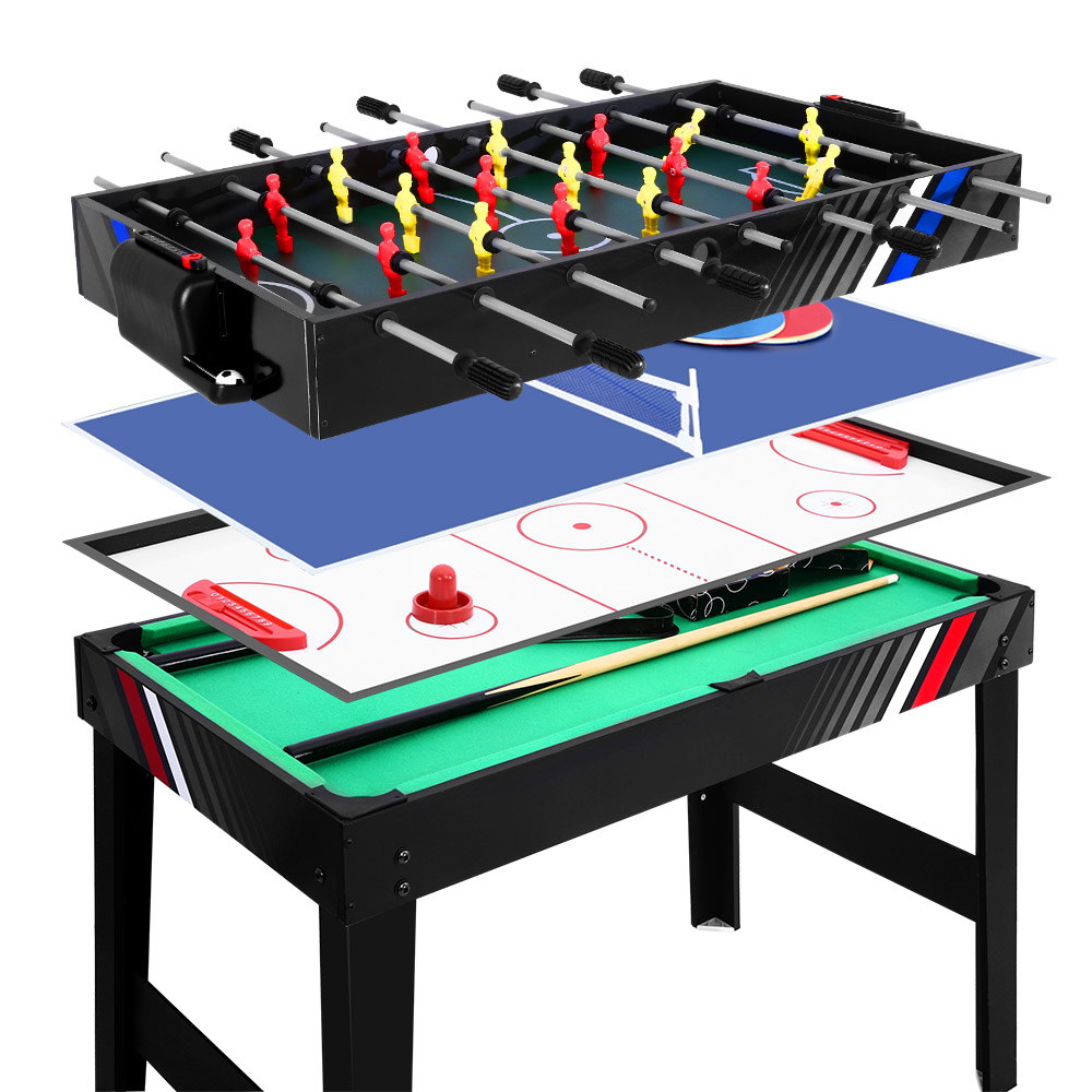 SOCCER-4T-121-4IN-00 4-in-1 Games Table Soccer Foosball Pool Table Tennis Air Hockey Home Party Gift - Image 1