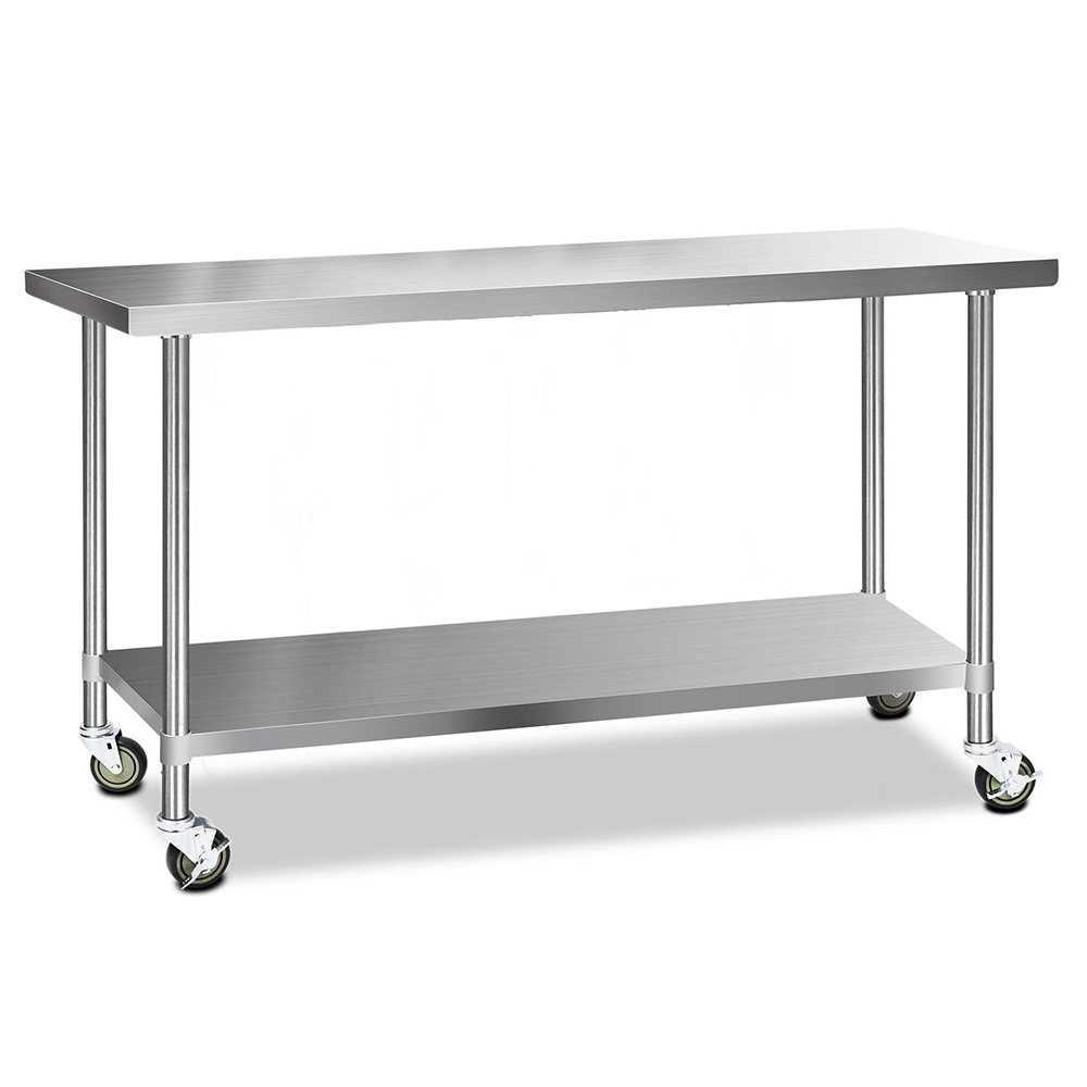 SSKB-304S-WHEEL-72-202502281928-07 Cefito 1829x610mm Stainless Steel Kitchen Bench with Wheels 304 - Image 1