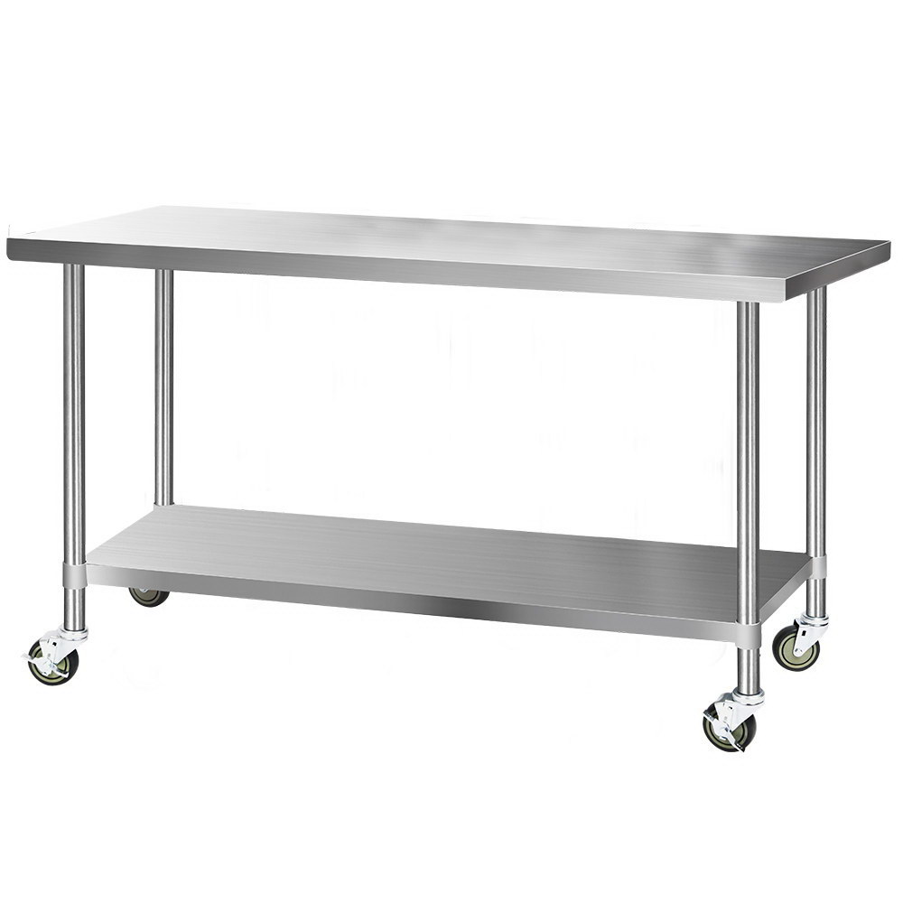 SSKB-430S-76-WHEEL-72-202502281930-07 Cefito 1829x760mm Stainless Steel Kitchen Bench with Wheels 430 - Image 1