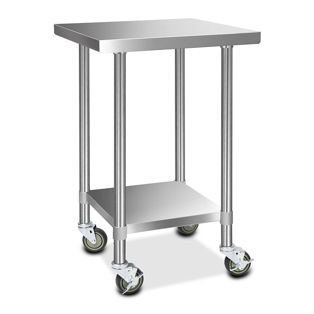 SSKB-430S-WHEEL-24-202502281930-07 Cefito 610x610mm Stainless Steel Kitchen Bench with Wheels 430 - Image 1