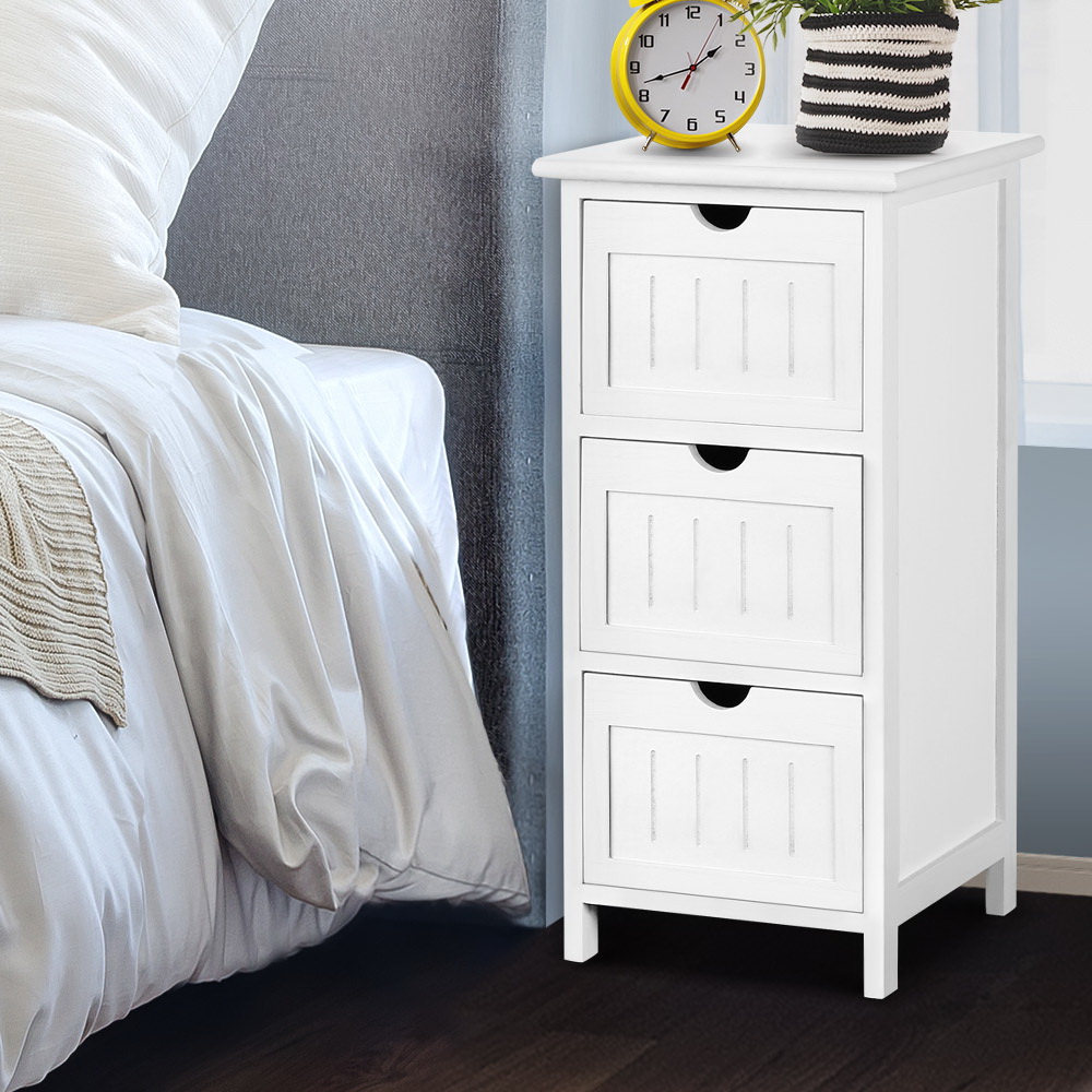 ST-CAB-3D-WH-202502281242-00 Artiss Bedside Table Bathroom Storage Cabinet 3 Drawers White - Image 1