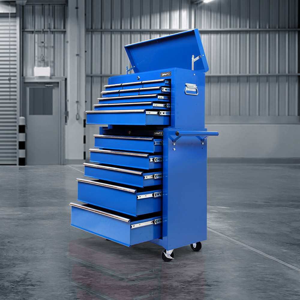TB-14DR-CH-RO-BU-202502281510-00 Giantz 14 Drawer Tool Box Cabinet Chest Mechanic Garage Storage Trolley Blue - Image 1