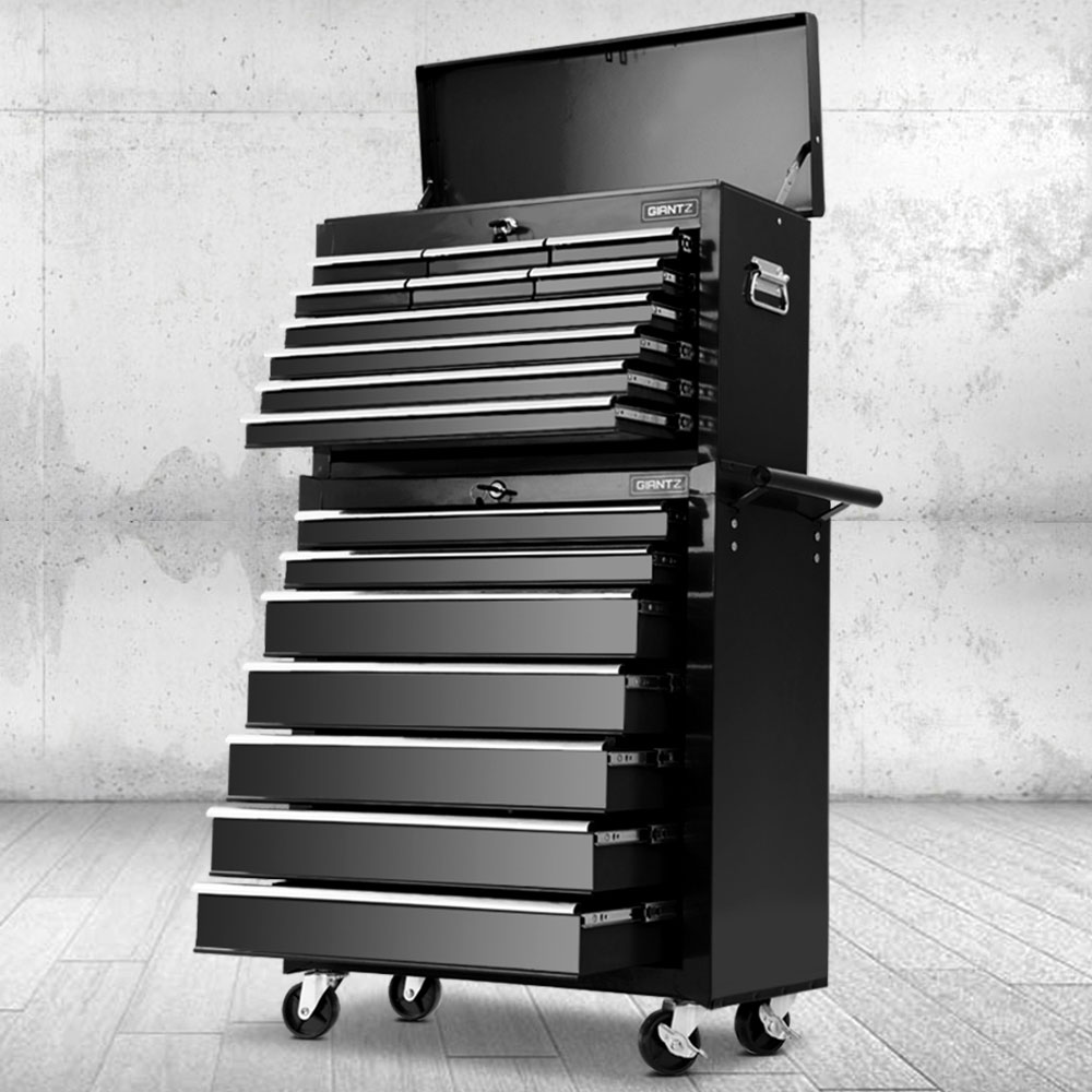 TB-17DR-107-BK-202502281512-00 Giantz 17 Drawer Tool Box Cabinet Chest Trolley Toolbox Garage Storage Box Black - Image 1