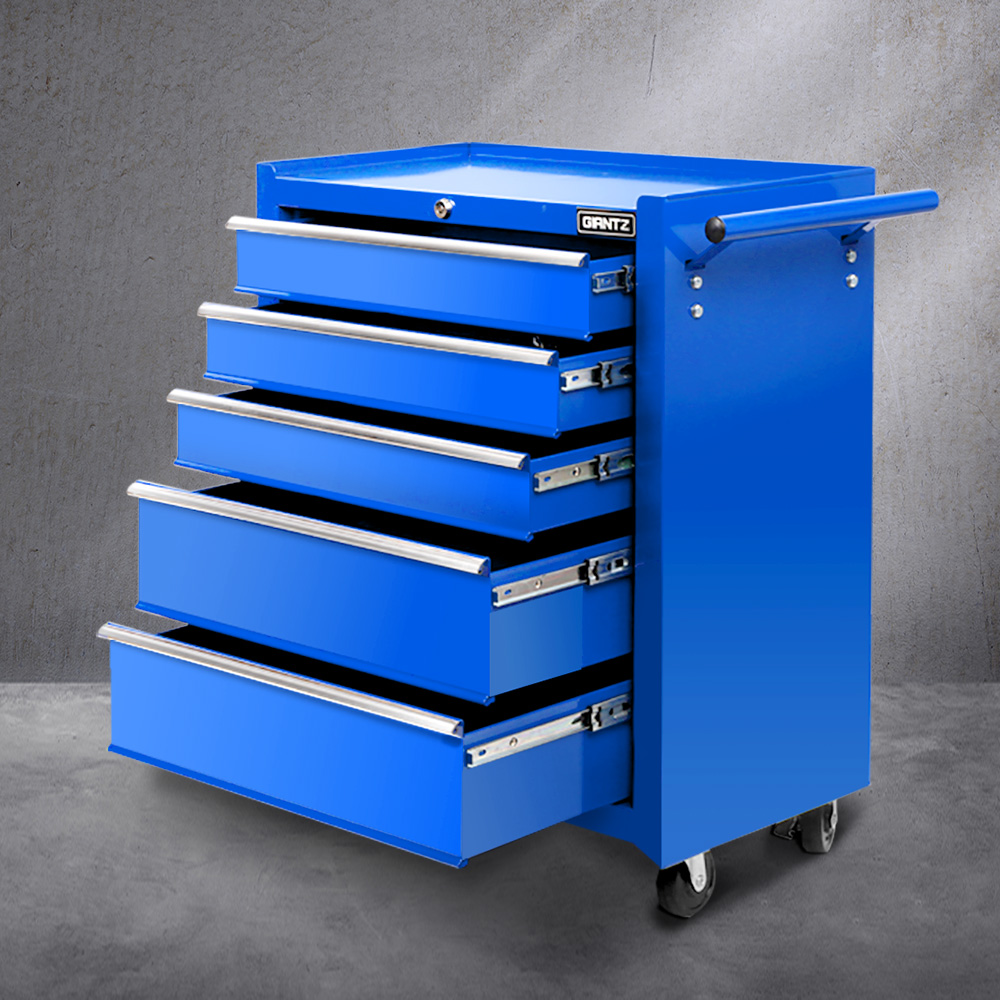 TB-5DR-ROLL-BLUE-202502281512-00 Giantz 5 Drawer Tool Box Cabinet Chest Trolley Box Garage Storage Toolbox Blue - Image 1