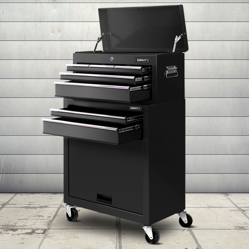 TB-7D-BK-202502281514-00 Giantz 7 Drawer Tool Box Cabinet Chest Trolley Toolbox Garage Storage Black - Image 1