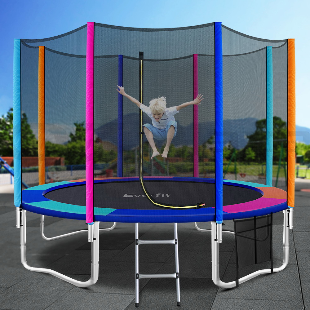 TRAMPO-B-12FT-MC-AB-20924-07 Everfit 12FT Trampoline for Kids w/ Ladder Enclosure Safety Net Pad Gift Round - Image 1