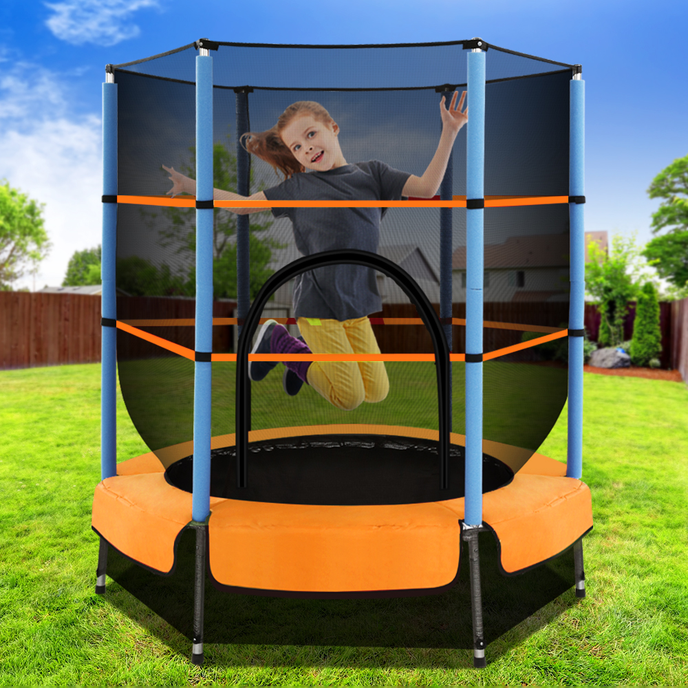 TRAMPO-C-MINI45-OR-202502281606-00 Everfit 4.5FT Trampoline for Kids Trampoline w/ Enclosure Safety Net Rebounder Gift Orange - Image 1
