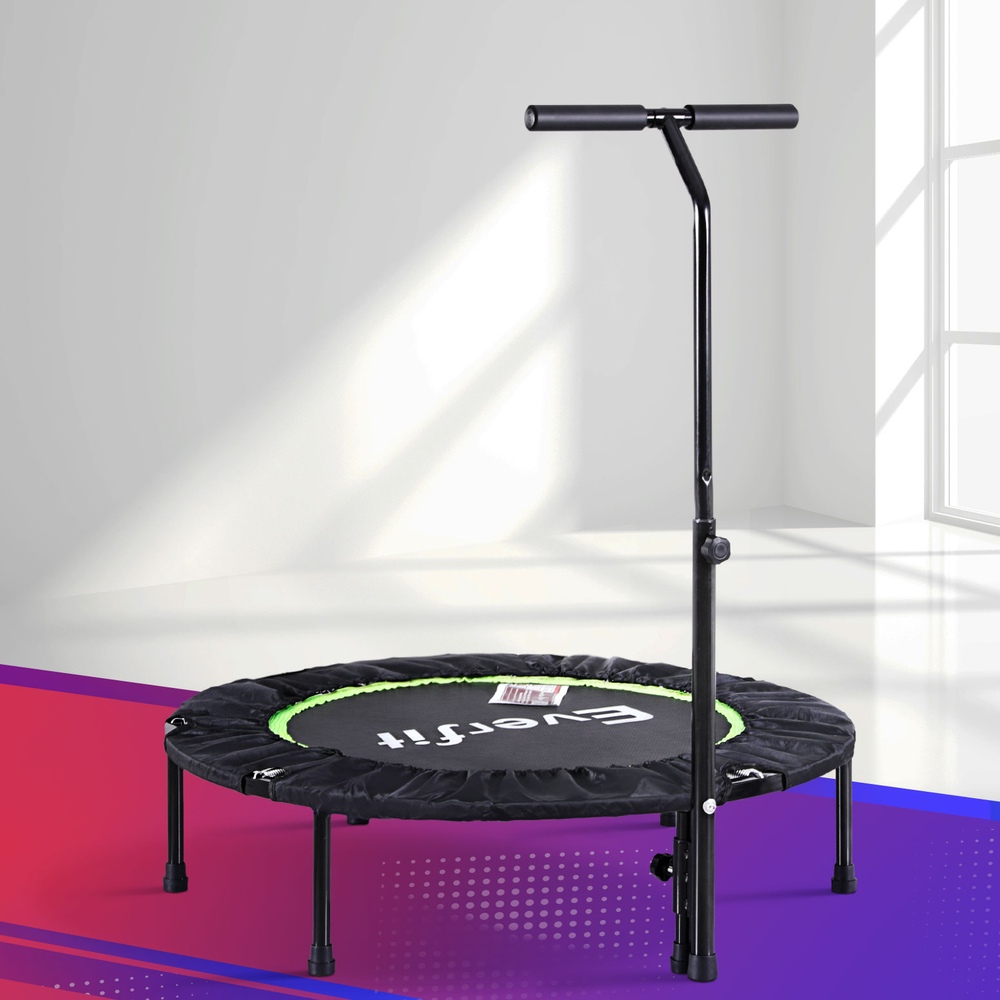 TRAMPO-D-FOLD40-R-GN-202502251152-07 Everfit 40inch Fitness Foldable Trampoline Jumping Rebounder Home Gym Handrail - Image 1