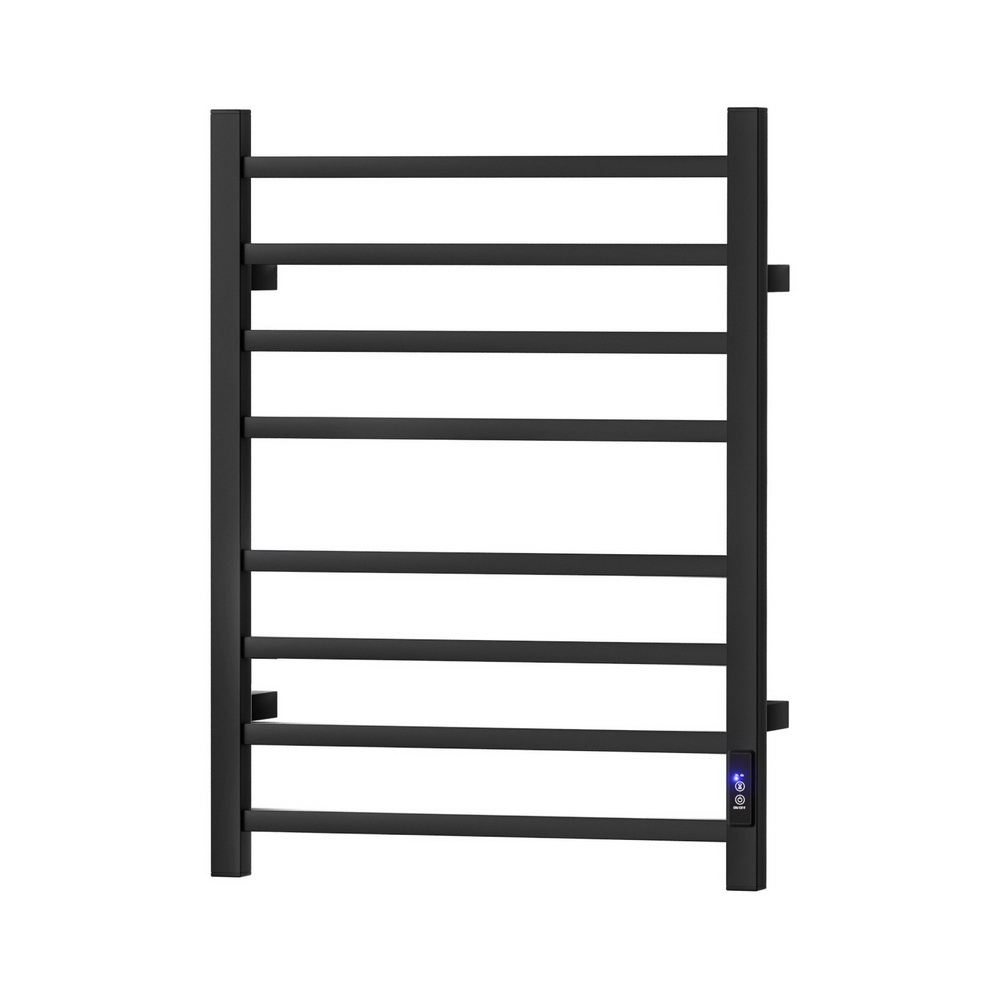 TW-C-109SW-8T-BK-202504041346-00 Devanti Heated Towel Rail 8 Square Bars with Timer Electric Heater Warmer Rack - Image 1