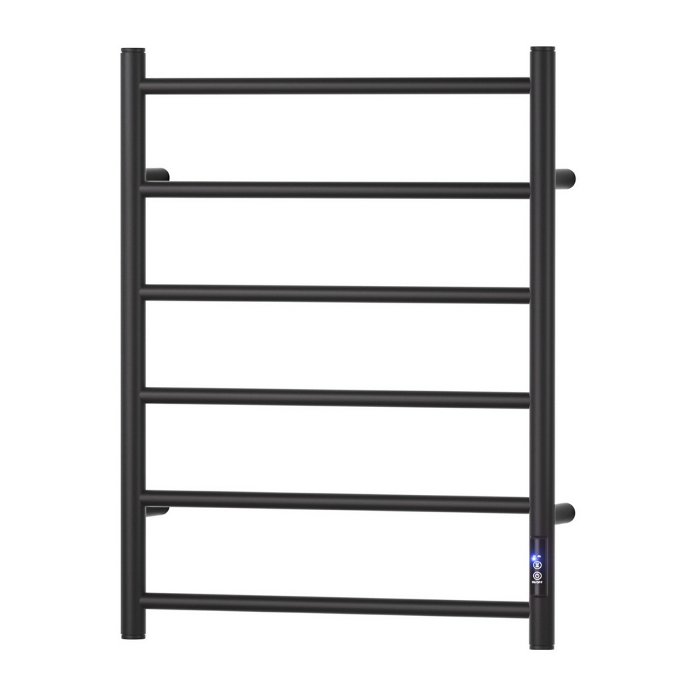 TW-C-109W-6T-BK-202504041346-00 Devanti Heated Towel Rail 6 Round Bars with Timer Electric Heater Warmer Rack - Image 1