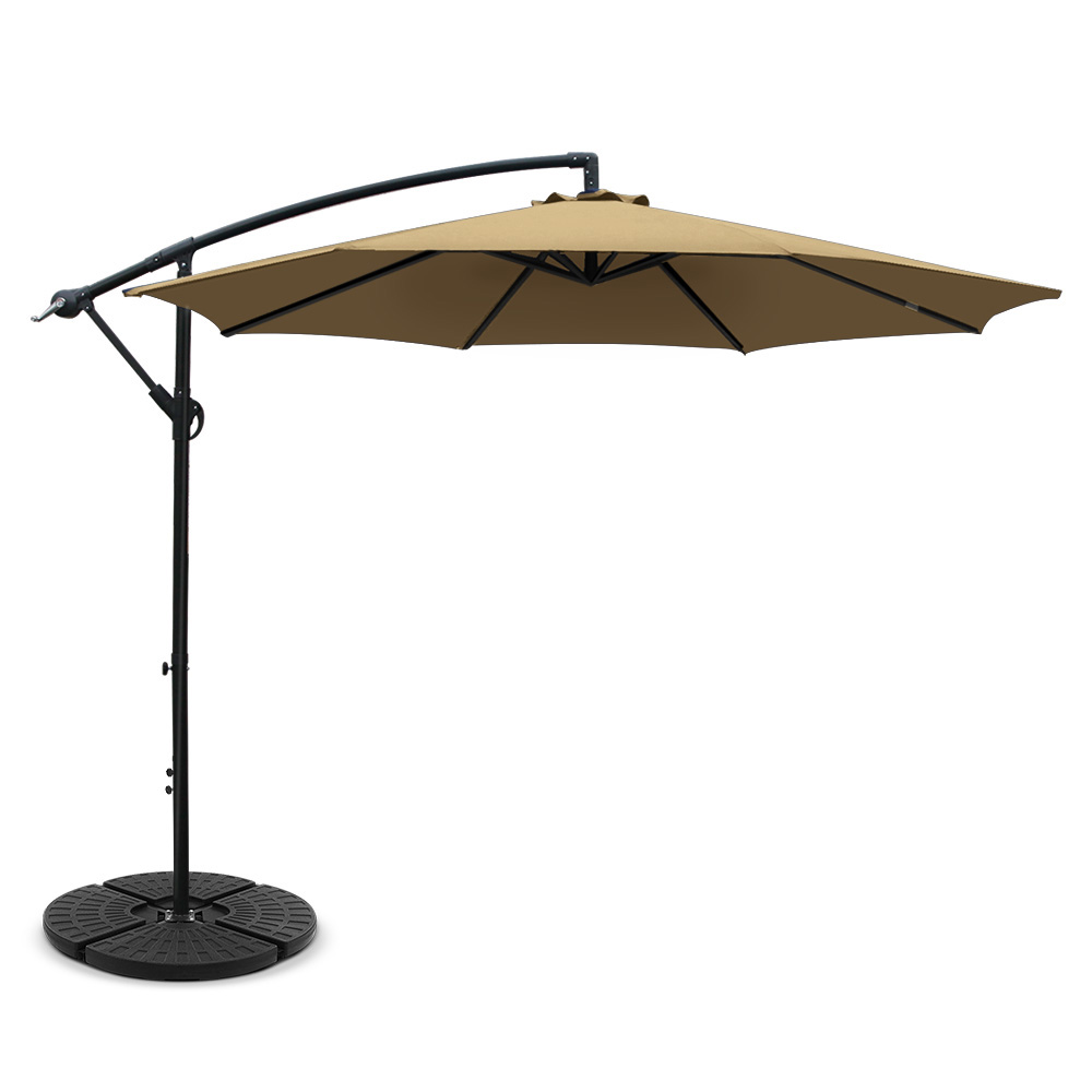 UMB-BAN-50-48-BG-00 Instahut 3m Outdoor Umbrella w/Base Cantilever Beach Garden Patio Beige - Image 1