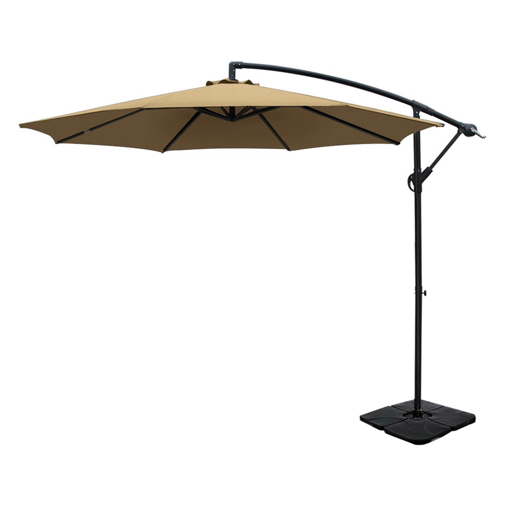 UMB-BAN-50N-COM-BG-186239-00 Instahut 3m Umbrella w/Base Outdoor Cantilever Beach Garden Patio Parasol Beige - Image 1