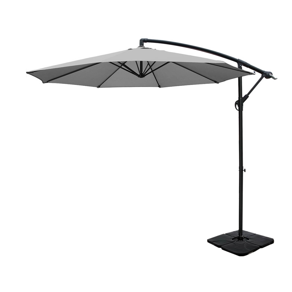 UMB-BAN-50N-COM-GR-186236-00 Instahut Umbrella Outdoor Umbrellas Cantilever Sun Stand UV Garden Base Grey 3M - Image 1