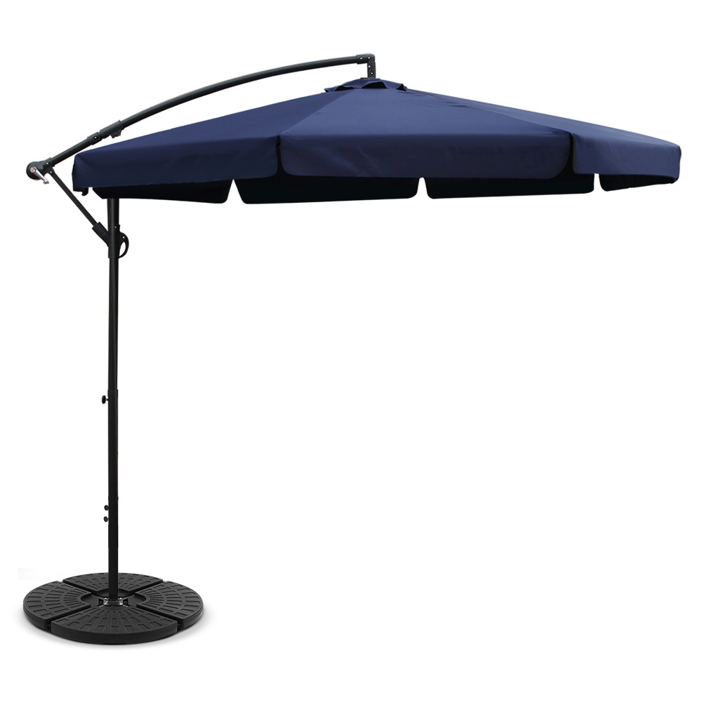 UMB-BAN-F-50-48-NA-00 Instahut 3m Outdoor Umbrella w/Base Cantilever Garden Patio Beach Navy - Image 1