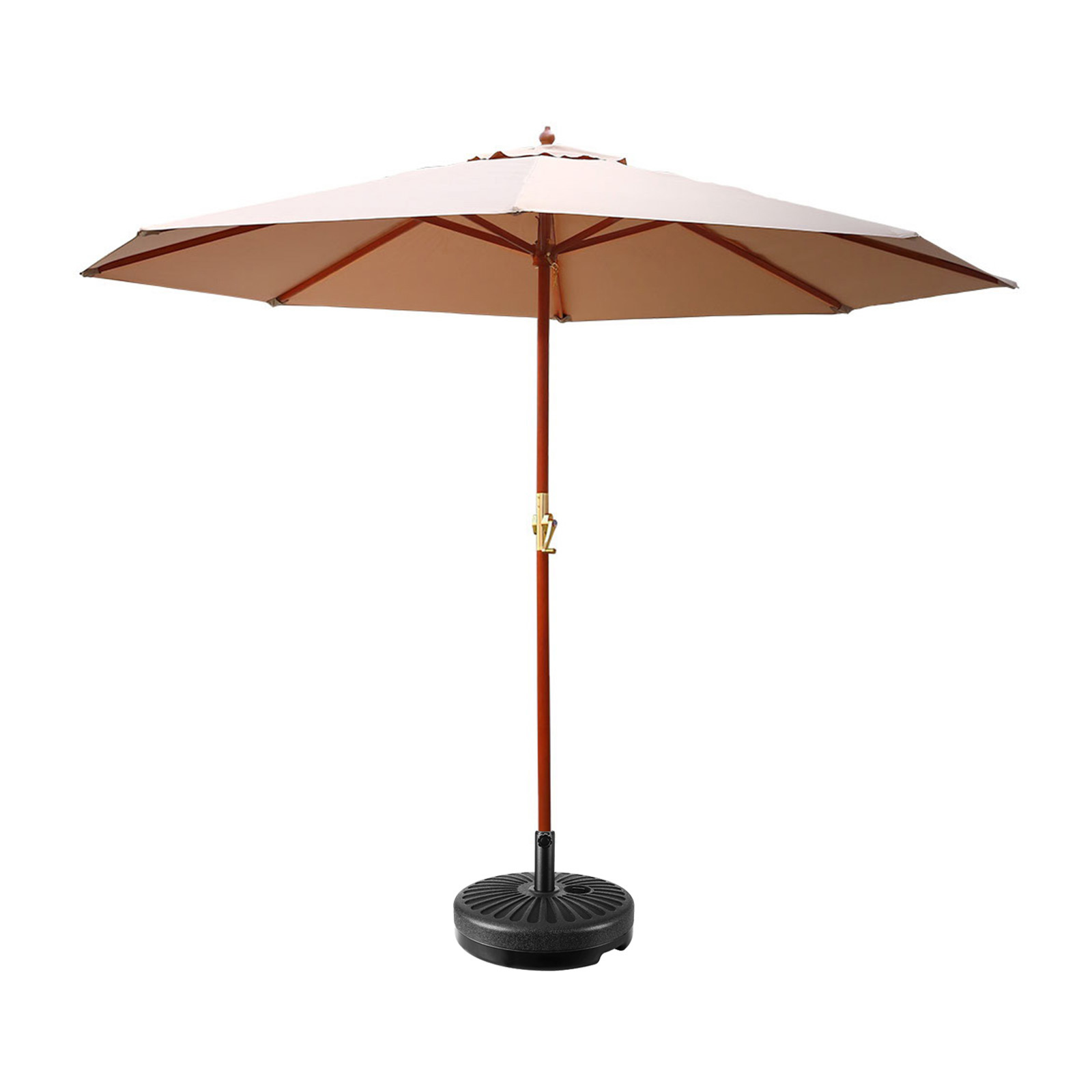UMB-POLE-3-H-BG-BASE-00 Instahut 3m Outdoor Umbrella w/Base Pole Umbrellas Garden Sun Stand Deck Beige - Image 1