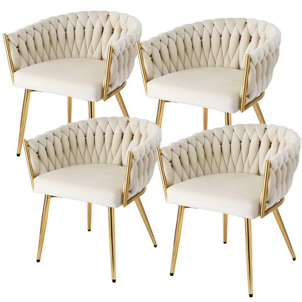 UPHO-C-DIN-01-VEL-BGX4-202505011204-00 1 Set of 4 Artiss Dining Chairs Velvet Armchair Beige - Image 1