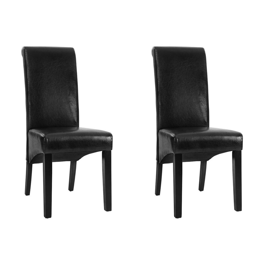 UPHO-C-DIN-1016-BKX2-202502281142-07 Artiss Dining Chairs Set of 2 Leather Parsons Chair Black - Image 1