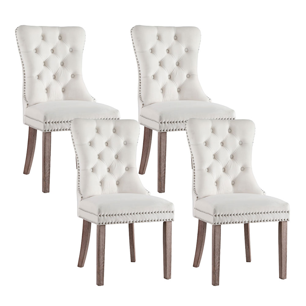 UPHO-C-DIN-1061-BGX4-202504231106-00 1 Set of 4 Artiss Dining Chairs Beige Velvet - Image 1