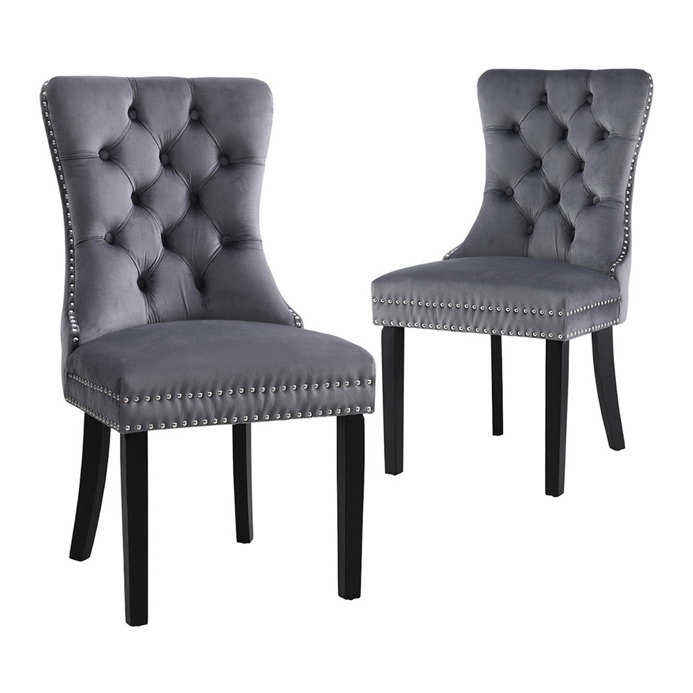UPHO-C-DIN-1061-GYX2-219073-00 1 Set of 2 Artiss Dining Chairs Grey Velvet - Image 1