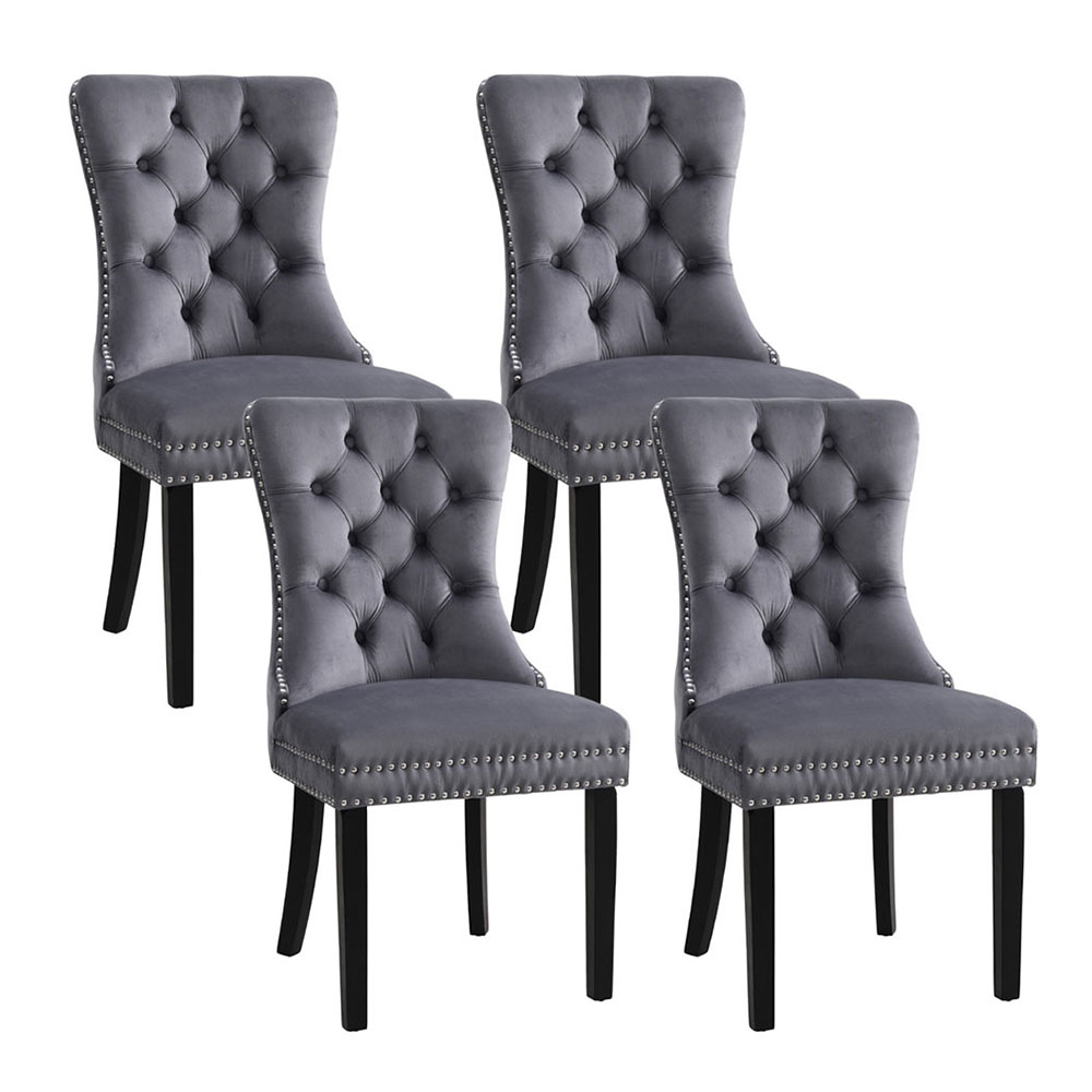 UPHO-C-DIN-1061-GYX4-202504231106-00 1 Set of 4 Artiss Dining Chairs Grey Velvet - Image 1