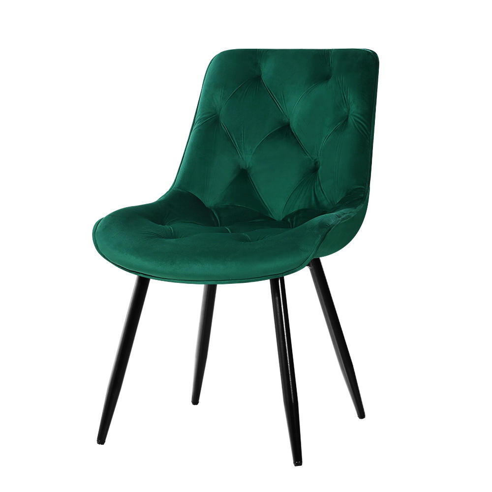 UPHO-C-DIN-5218-VEL-GRX2-202502281144-07 Artiss Dining Chairs Set of 2 Velvet Diamond Tufted Green - Image 1