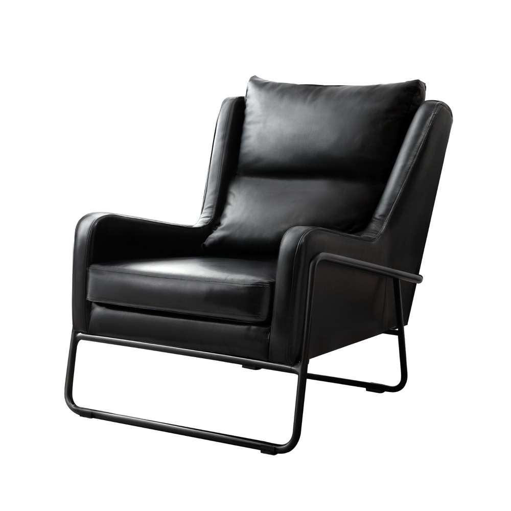 UPHO-F-ARM-03-PU-BK-197375-00 Artiss Armchair Accent Chair PU Leather Wingback Black - Image 1
