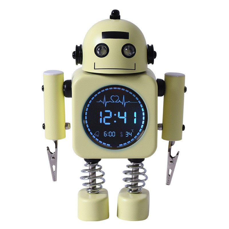 V1031-ALC-KROBOT-YL-202506191010-00 Laser Kids Robot Alarm Clock - Yellow - Image 1