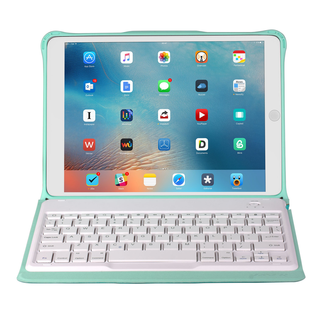 V1031-KB-IPAD102-GRN-202507041110-00 Laser iPad 10.2-inch Wireless Keyboard Case Green - Image 1