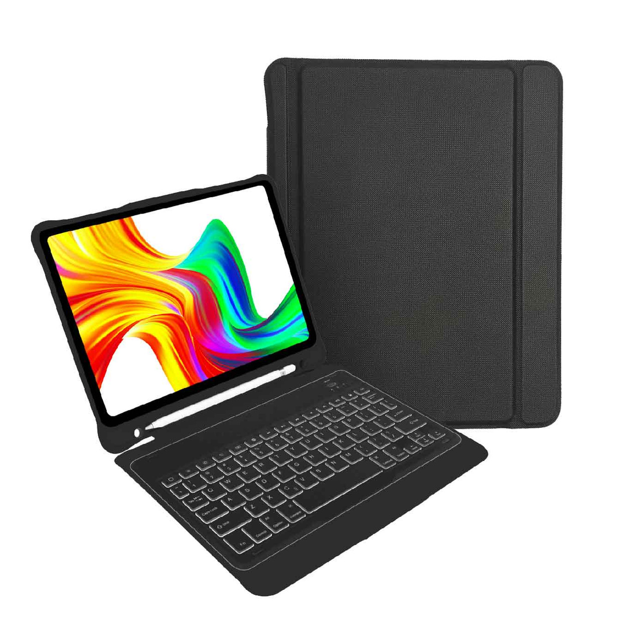 V1031-KB-IPAD109-23-202507041105-00 Laser iPad 10.9-inch Wireless Keyboard Case Black - Image 1