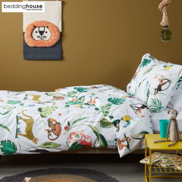V107-1315979-200824-00 Crazy Jungle Kids Cotton Percale Multi Quilt Cover Sets by Bedding House Single - Image 1