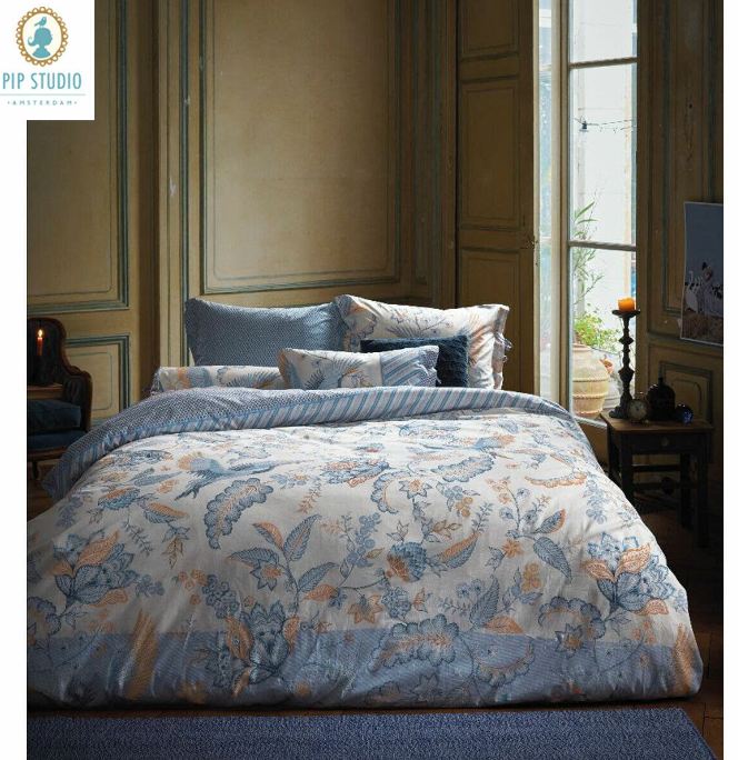 V107-1473440-200634-00 Royal Birds Cotton Blue Quilt Cover Set By Pip Studio - Image 1