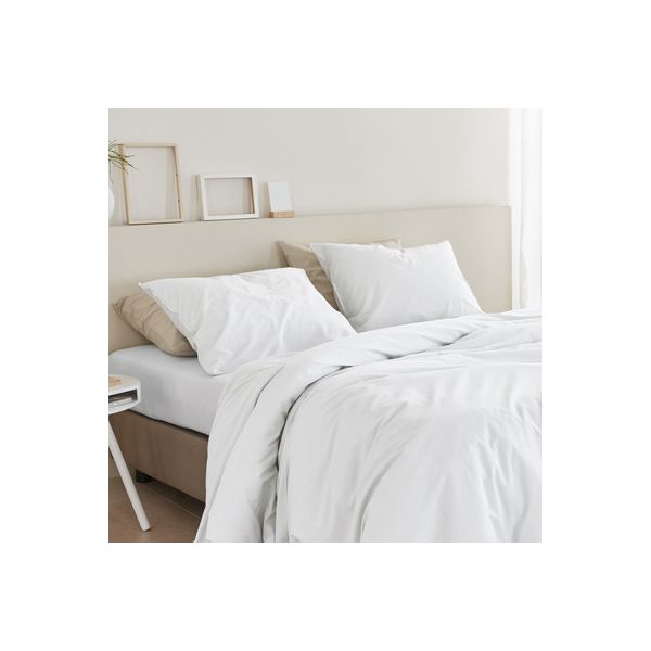 V107-1528485-217898-00 Organic Cotton Basic White Quilt Cover Sets by Bedding House Queen - Image 1