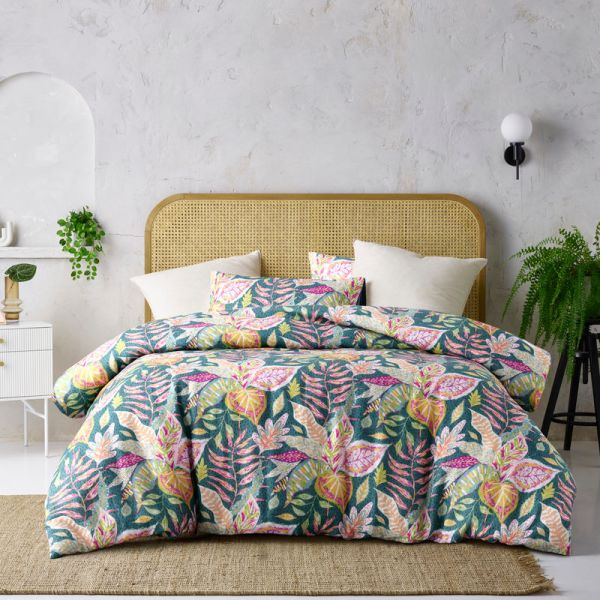 V107-5092341-200570-00 Carmila Linen Cotton Printed Quilt Cover Set by Accessorize King - Image 1