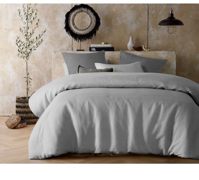 V107-5095342-200485-00 Hemp Silver Quilt Cover by Vintage Design Homeware Queen - Image 1