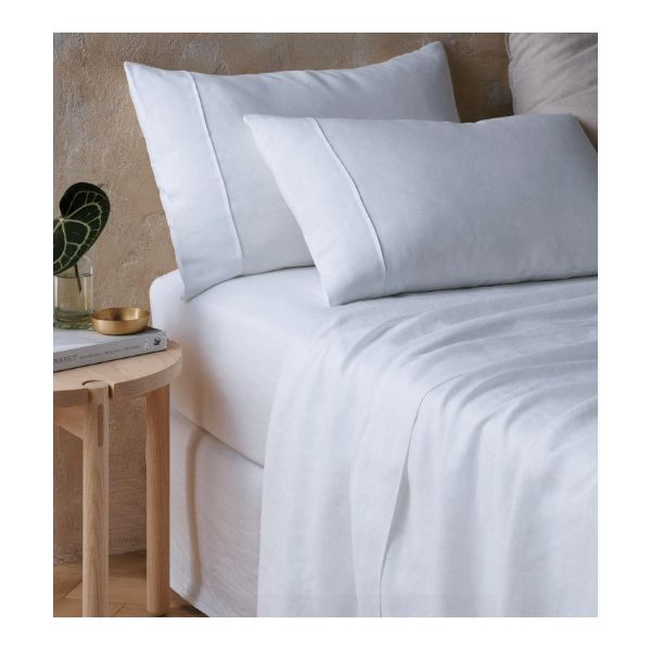 V107-78734-200477-00 Hemp White Sheet Set by Vintage Design Homeware Queen - Image 1
