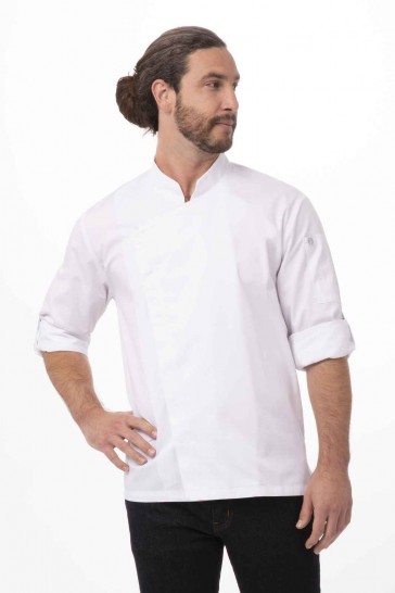 V107-BCMC010-WHT-L-217882-00 Lansing Men's White L Chef Jacket by Chef Works - Image 1