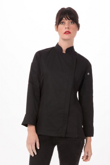 V107-BCWLZ005-BLK-M-217681-00 Hartford Women's Black Zipper M Chef Jacket by Chef Works - Image 1