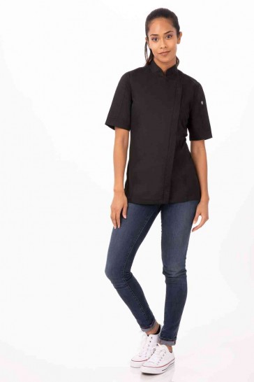 V107-BCWSZ006-BLK-S-217571-00 Springfield Women's Black Zipper S Chef Jacket by Chef Works - Image 1