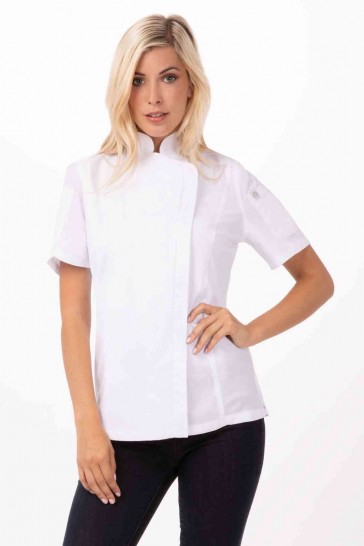 V107-BCWSZ006-WHT-M-217585-00 Springfield Women's White Zipper M Chef Jacket by Chef Works - Image 1