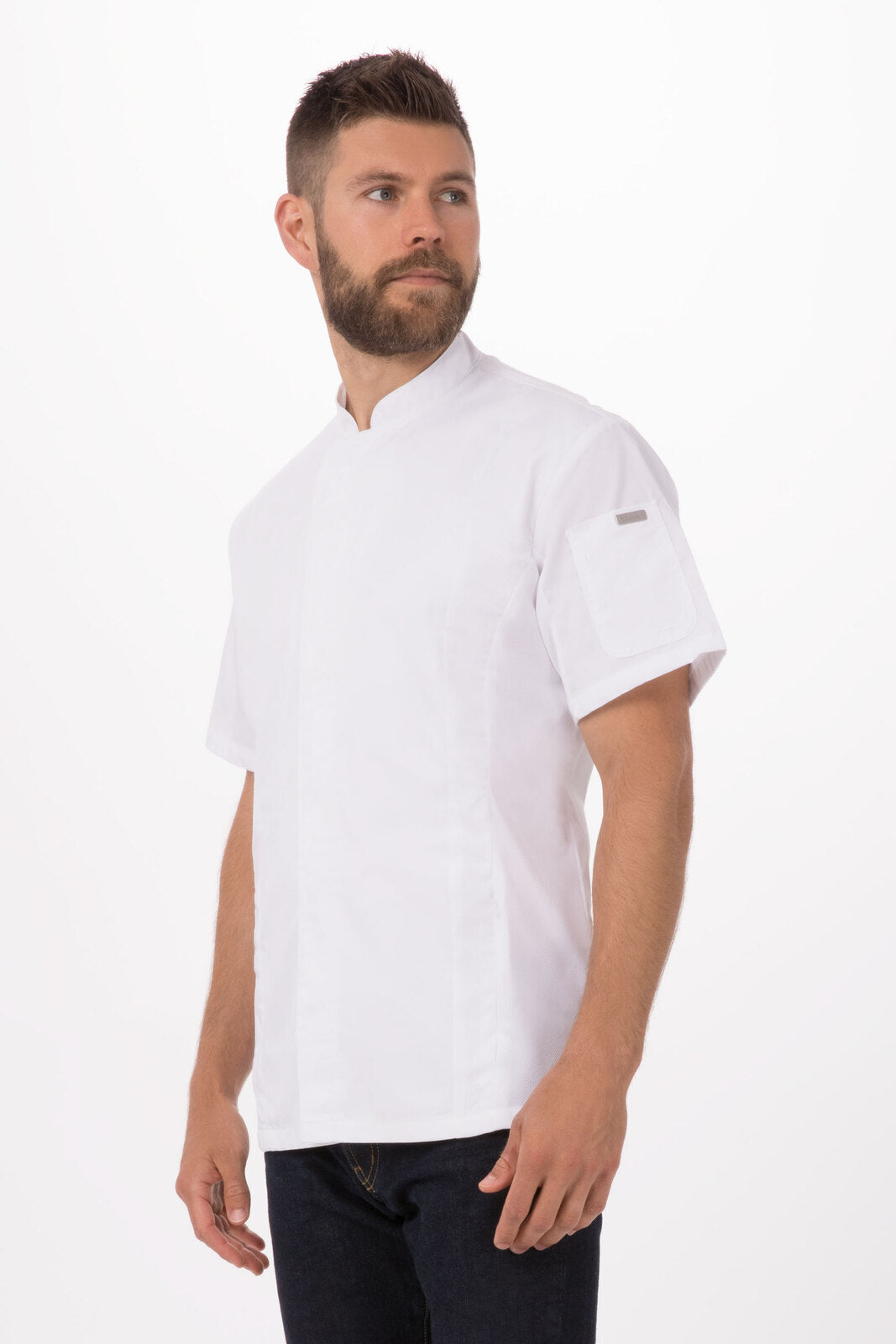 V107-CES02-WHT-XXL-217915-00 Bristol Signature Men's Series White XXL Chef Jacket by Chef Works - Image 1