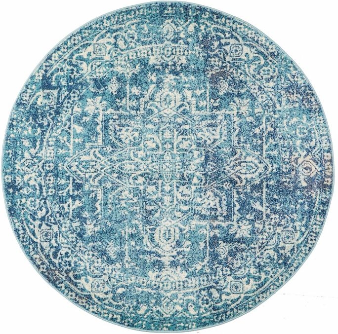 V107-EVO-253-BLUE-240X240-208116-00 Evoke 253 Blue Round by Rug Culture -240X240CM - ROUND - Image 1