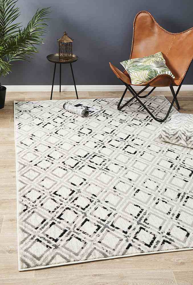V107-MET-607-BLWH-230X160-208413-00 Metro 607 Black White by Rug Culture - 230X160CM - RECTANGLE - Image 1